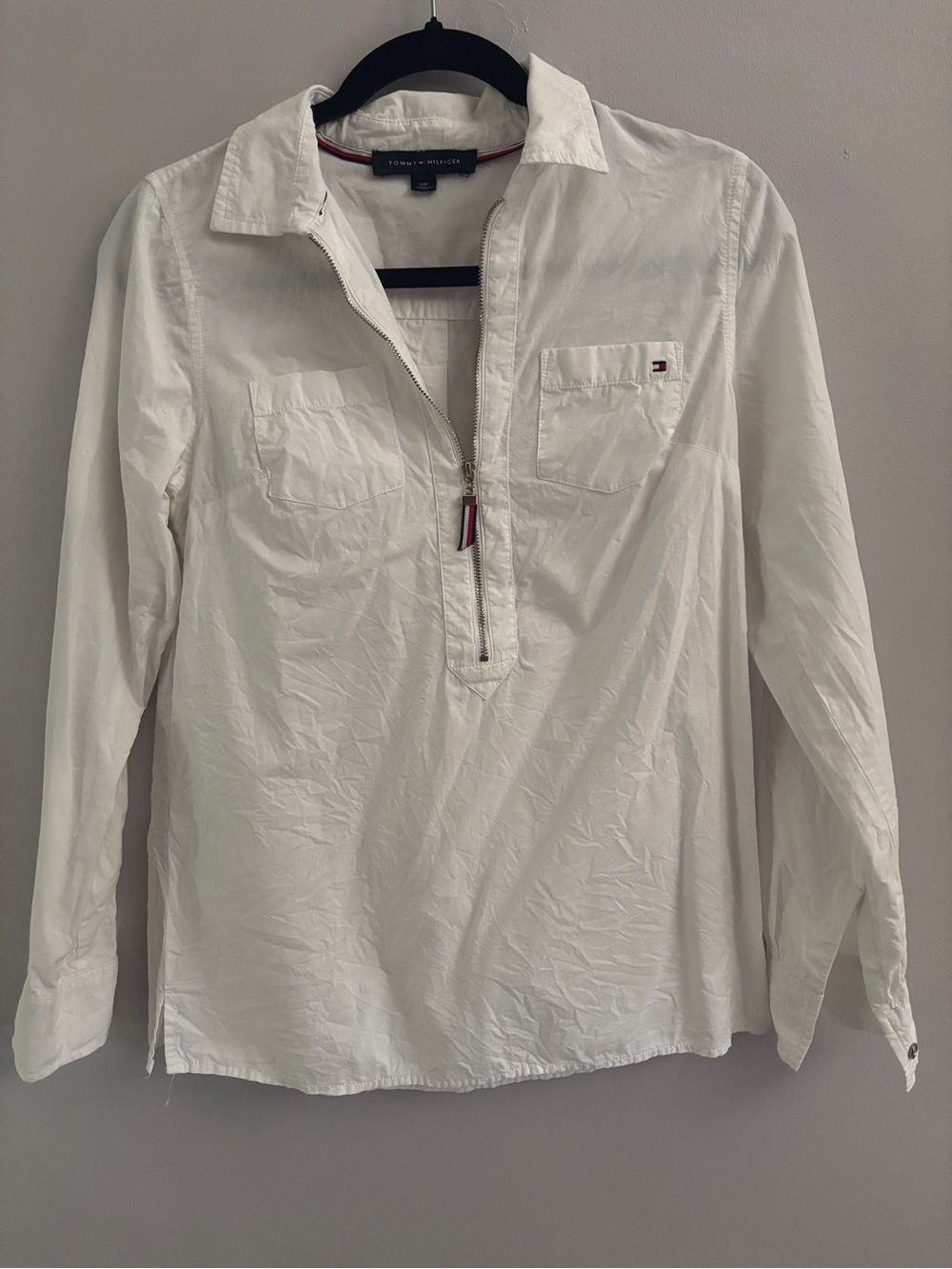 Tommy Hilfiger White Half-Zip Shirt
